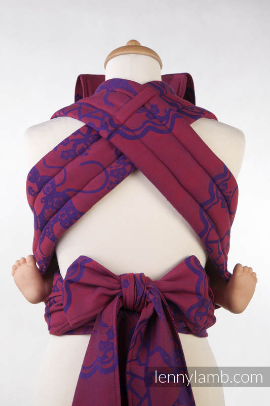 MEI-TAI carrier Toddler, jacquard weave - 100% cotton - with hood, MICO RED & PURPLE #babywearing