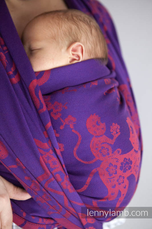 Baby Wrap, Jacquard Weave (100% cotton) - MICO RED & PURPLE - size XL #babywearing