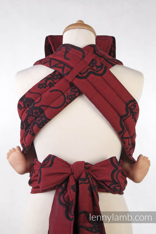 MEI-TAI carrier Toddler, jacquard weave - 100% cotton - with hood, MICO RED & BLACK #babywearing