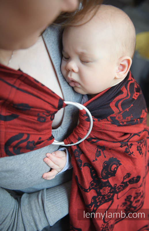 Ringsling, Jacquard Weave (100% cotton) - MICO RED & BLACK - long 2.1m #babywearing