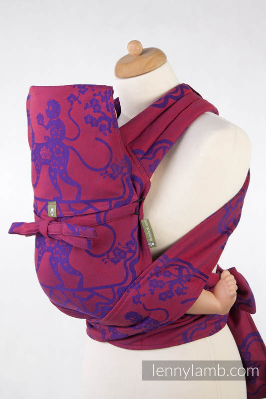MEI-TAI carrier Mini, jacquard weave - 100% cotton - with hood, MICO RED & PURPLE #babywearing