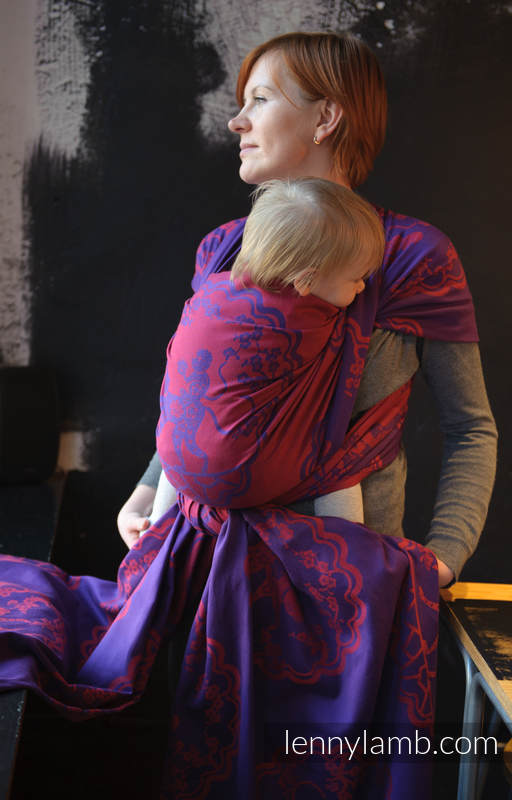 Baby Wrap, Jacquard Weave (100% cotton) - MICO RED & PURPLE- size L #babywearing