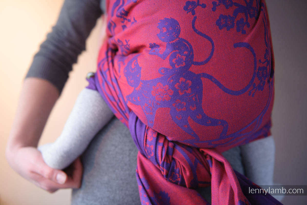 Baby Wrap, Jacquard Weave (100% cotton) - MICO RED & PURPLE - size XS #babywearing