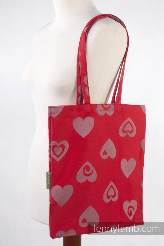 Shopping bag (made of wrap fabric) - SWEETHEART RED & GRAY  #babywearing