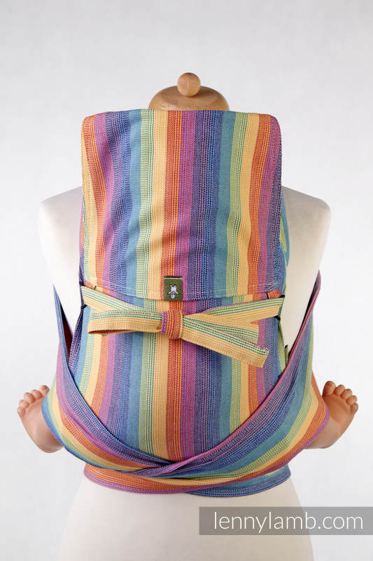 Mei Tai carrier Mini / broken twill / bamboo and cotton / with hood/Sunrise Rainbow #babywearing