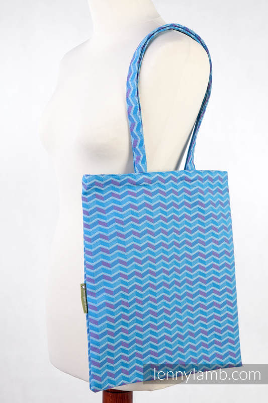 Shopping bag 100% Cotton - ZIGZAG TURQUOISE & PINK #babywearing
