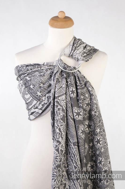 Ringsling, Jacquard Weave (100% cotton), with gathered shoulder - Horizon's Verge Black & Cream - long 2.1m #babywearing