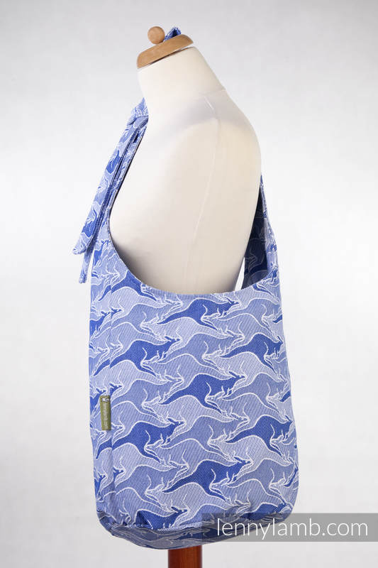 Hobo Tasche, hergestellt vom gewebten Stoff (100% Baumwolle) - BLUE TWOROOS (grad B) #babywearing
