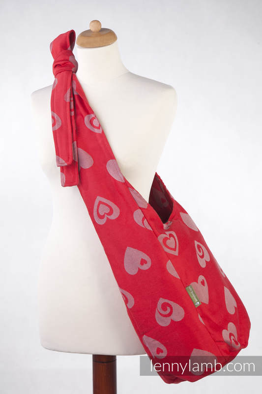 Hobo Tasche, hergestellt vom gewebten Stoff (100% Baumwolle) - SWEETHEART ROT & GRAU #babywearing