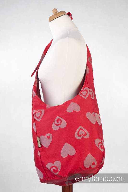 Hobo Tasche, hergestellt vom gewebten Stoff (100% Baumwolle) - SWEETHEART ROT & GRAU #babywearing