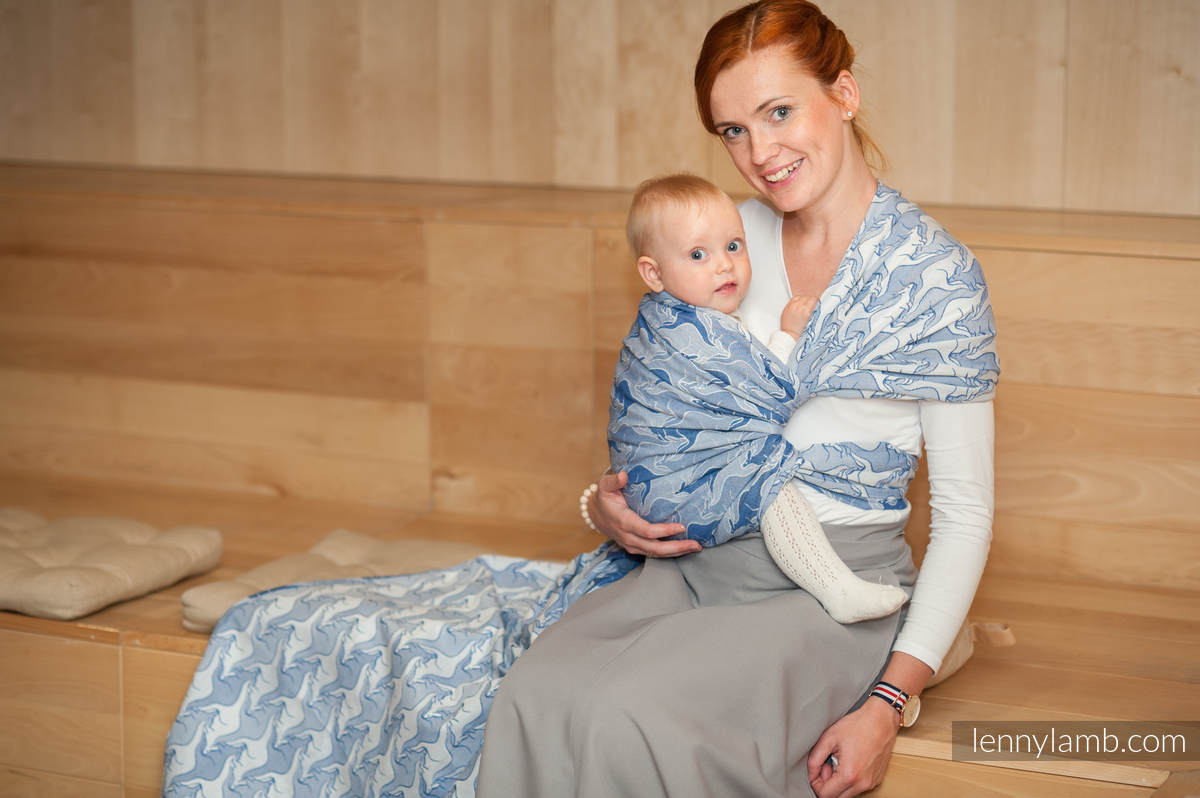 Baby Wrap, Jacquard Weave (100% cotton) - BLUE TWOROOS - size S #babywearing
