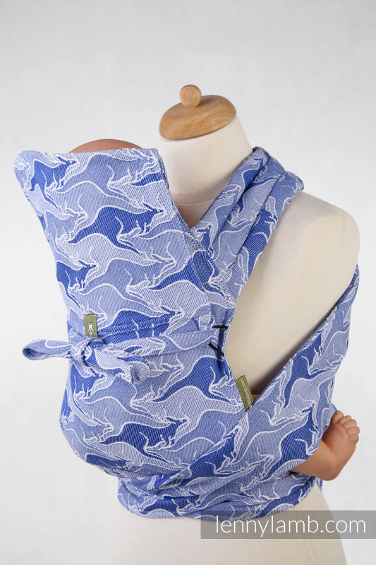 Mei Tai carrier Mini with hood/ jacquard twill / 100% cotton / BLUE TWOROOS #babywearing