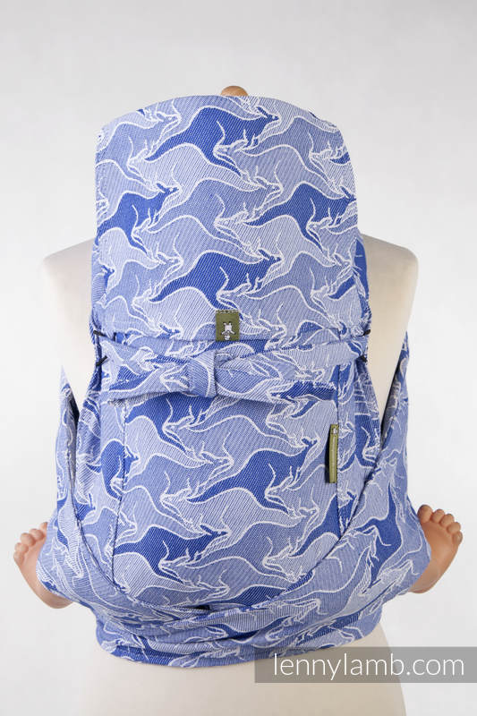 Mei Tai carrier Toddler with hood/ jacquard twill / 100% cotton / BLUE TWOROOS #babywearing