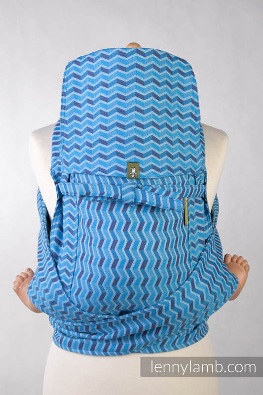 Mei Tai carrier Toddler with hood/ jacquard twill / 100% cotton / ZigZag Turquoise & Purple #babywearing