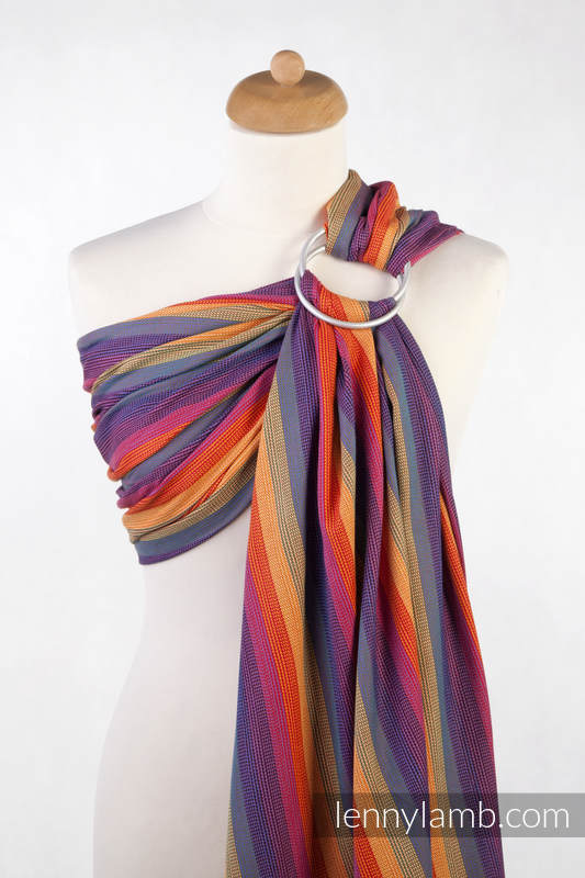 Ring Sling - 60 % cotton 40% bamboo - Broken Twill Weave - with gathered shoulder - Sunset Rainbow #babywearing