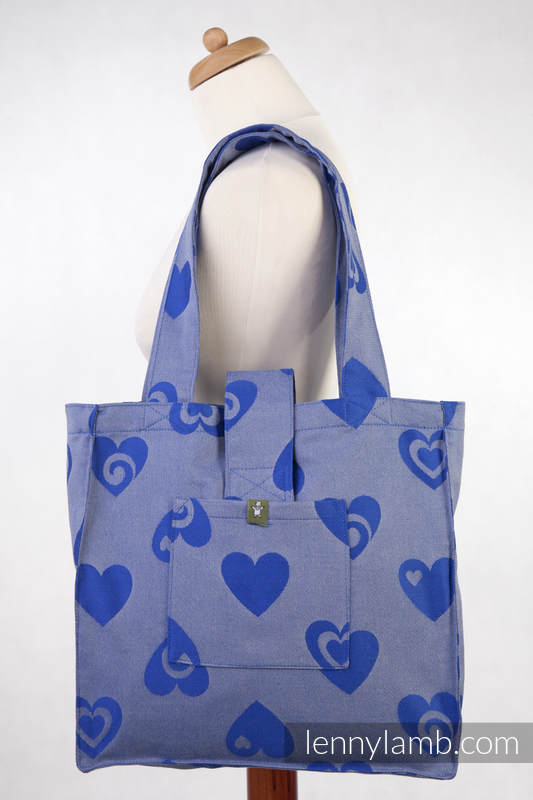 Shoulder bag made of wrap fabric (100% cotton) - SWEETHEART BLUE & GRAY, Reverse - standard size 37cmx37cm (grade B) #babywearing