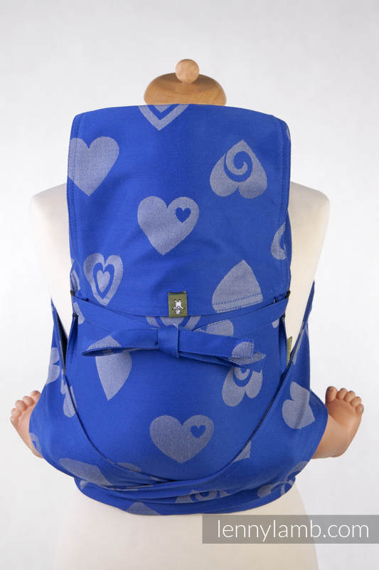 Mei Tai carrier Mini with hood/ jacquard twill / 100% cotton / SWEETHEART BLUE & GRAY, Reverse #babywearing