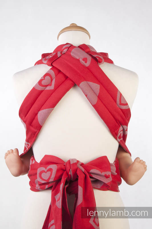 Mei Tai carrier Mini with hood/ jacquard twill / 100% cotton / SWEETHEART RED & GRAY #babywearing
