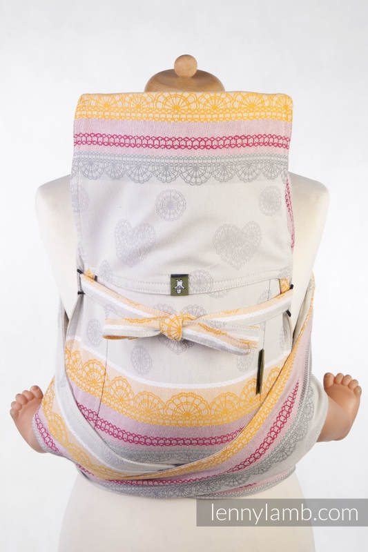 Nosidełko dla dzieci MEI-TAI TODDLER, bawełna, splot żakardowy, z kapturkiem, Waniliowa Koronka - Bawełna #babywearing