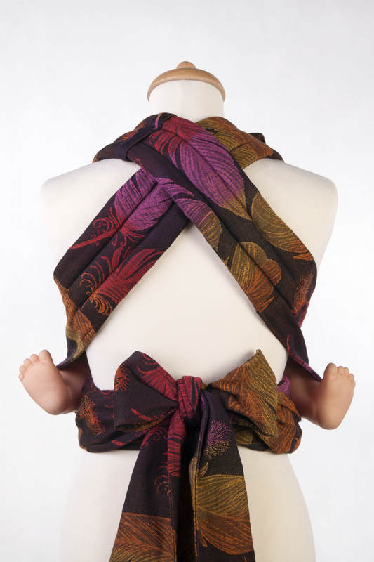 MEI-TAI carrier Mini, jacquard weave - 100% cotton - with hood, FEATHERS ON FIRE #babywearing