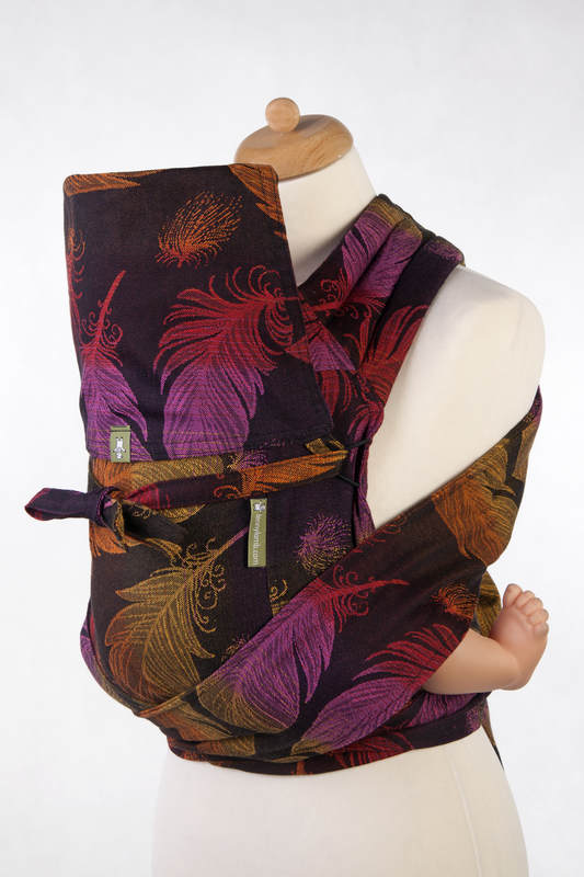 MEI-TAI carrier Toddler, jacquard weave - 100% cotton - with hood, FEATHERS ON FIRE #babywearing
