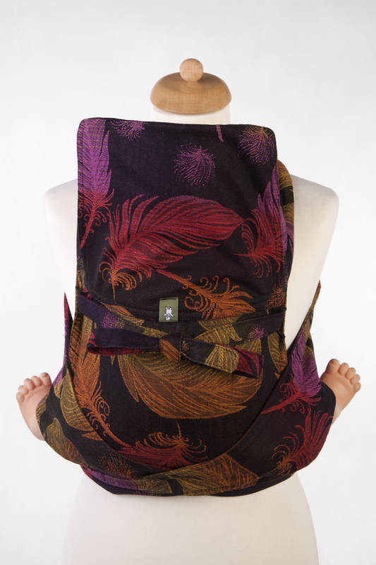 MEI-TAI carrier Mini, jacquard weave - 100% cotton - with hood, FEATHERS ON FIRE #babywearing