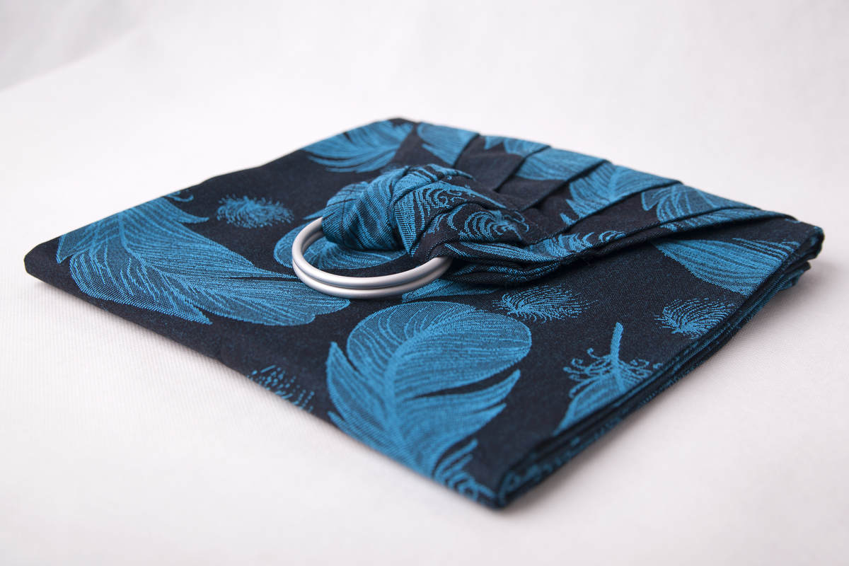 Ringsling, Jacquard Weave (100% cotton) - Feathers Turquoise & Black - long 2.1m #babywearing