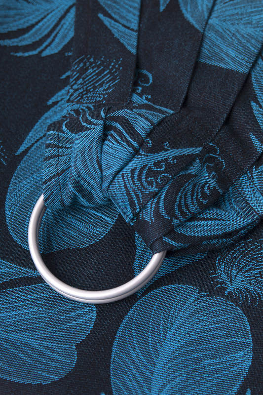 Ringsling, Jacquard Weave (100% cotton) - Feathers Turquoise & Black - long 2.1m #babywearing