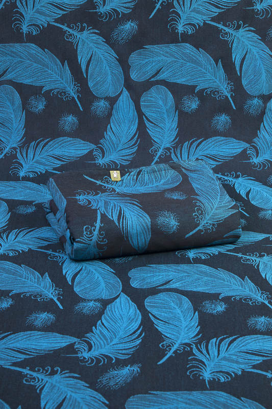 Feathers Turquoise & Black, jacquard weave fabric, 100% cotton, width 140 cm, weight 240 g/m² #babywearing