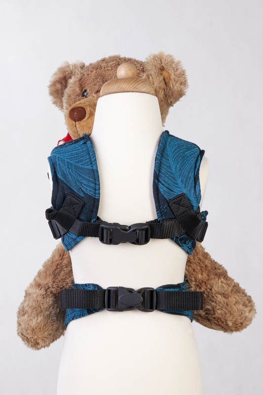 Doll Carrier made of woven fabric, 100% cotton  - FEATHERS TURQUOISE & BLACK #babywearing