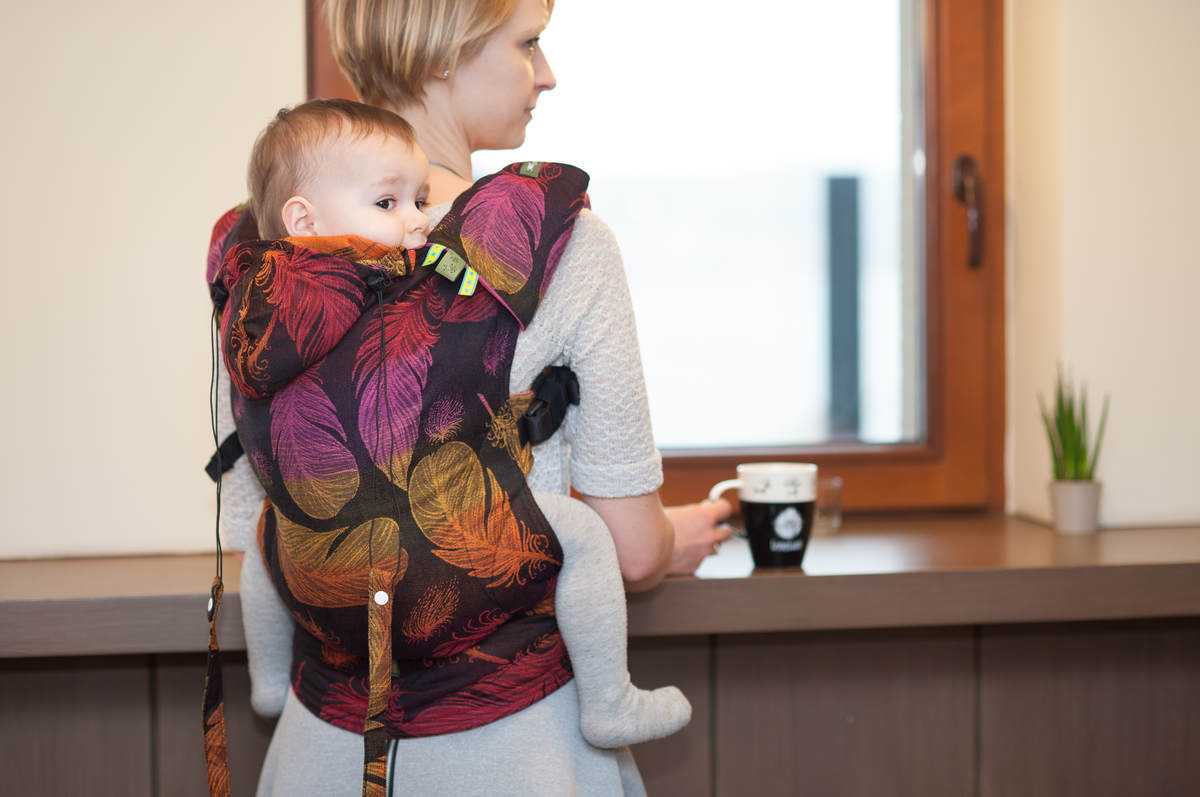 Ergonomic Carrier, Toddler Size, jacquard weave 100% cotton - FEATHERS ON FIRE #babywearing