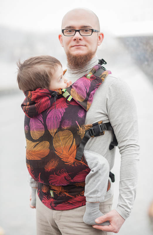 Ergonomic Carrier, Toddler Size, jacquard weave 100% cotton - FEATHERS ON FIRE #babywearing