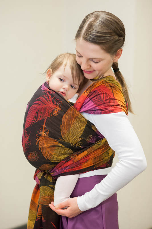 Baby Wrap, Jacquard Weave (100% cotton) - FEATHERS ON FIRE - size M #babywearing