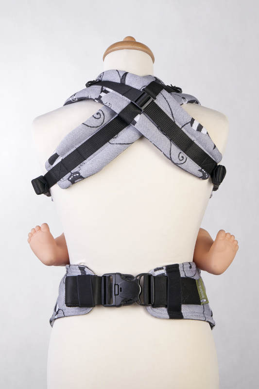 Ergonomic Carrier, Baby Size, jacquard weave 100% cotton - CRAZY CATS - Second Generation #babywearing