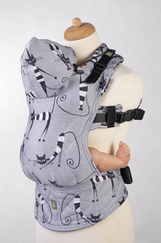 Ergonomic Carrier, Baby Size, jacquard weave 100% cotton - CRAZY CATS - Second Generation #babywearing
