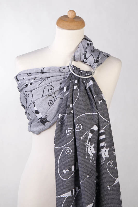 Żakardowa chusta kółkowa do noszenia dzieci, bawełna - SZALONE KOTY - long 2.1m #babywearing
