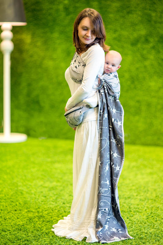 Żakardowa chusta kółkowa do noszenia dzieci, bawełna - SZALONE KOTY - long 2.1m #babywearing