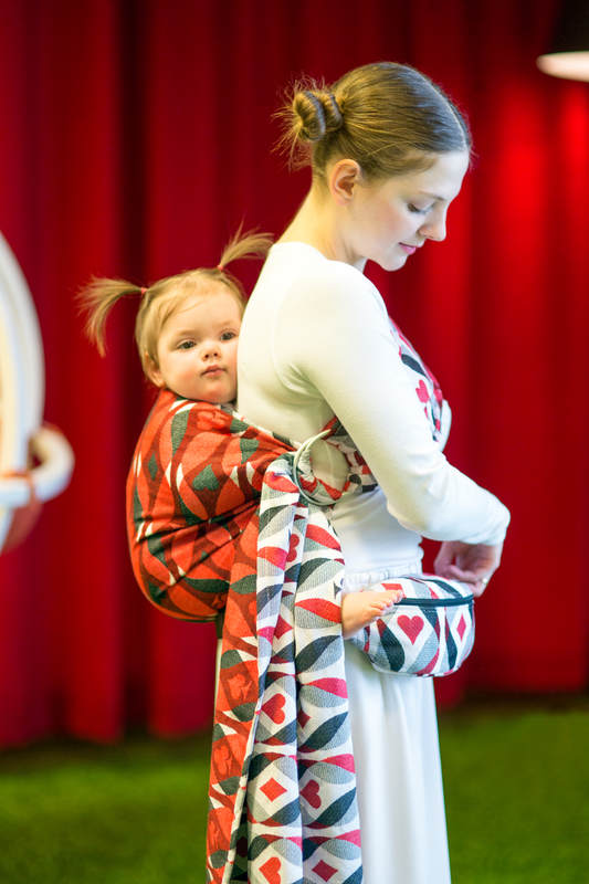 Żakardowa chusta kółkowa do noszenia dzieci, bawełna, ramię bez zakładek - KRÓLOWA SERC  - long 2.1m (drugi gatunek) #babywearing