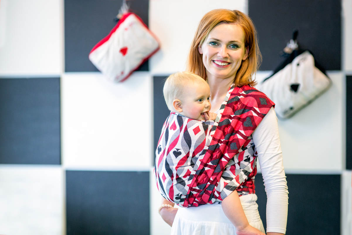 Baby Wrap, Jacquard Weave (100% cotton) - QUEEN OF HEARTS - size XS #babywearing