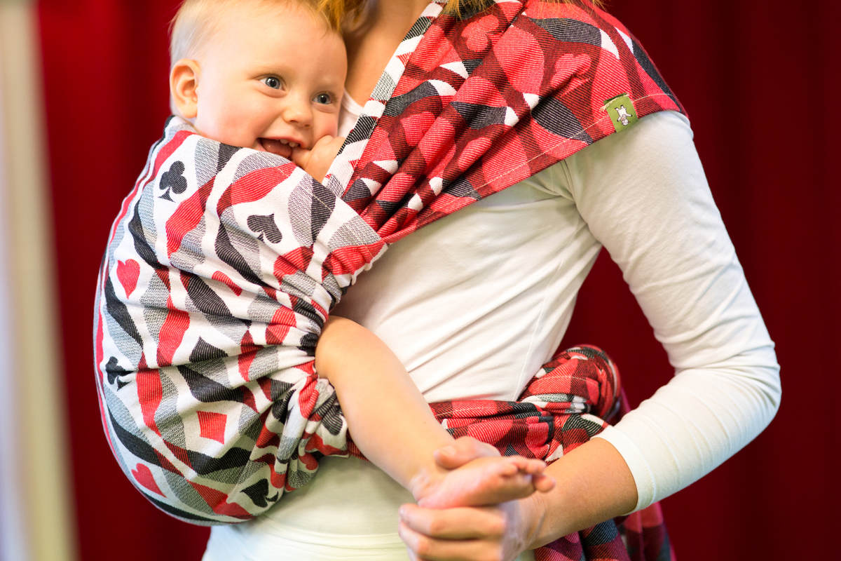 Żakardowa chusta do noszenia dzieci, bawełna -KRÓLOWA SERC - rozmiar S #babywearing