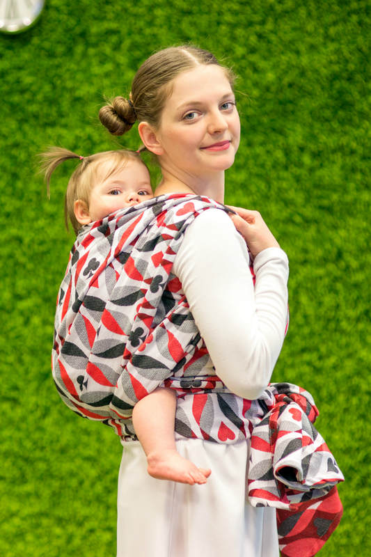 Żakardowa chusta do noszenia dzieci, bawełna -KRÓLOWA SERC - rozmiar XS (drugi gatunek) #babywearing