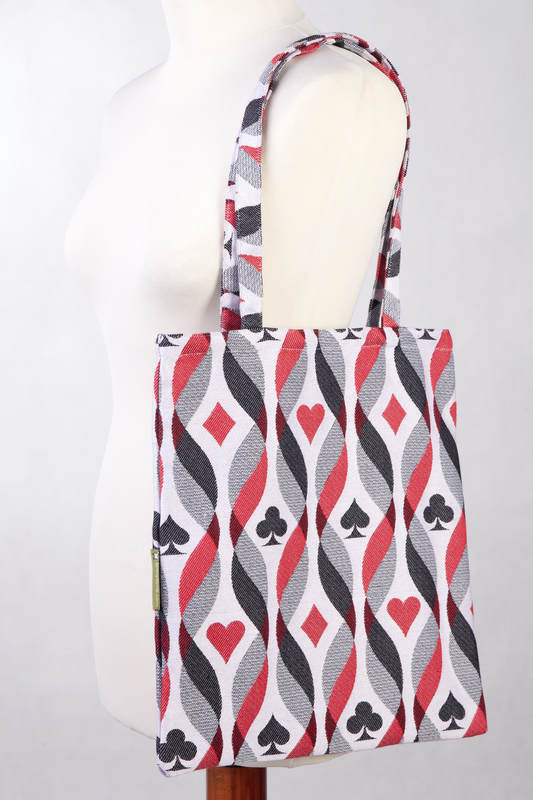 Einkaufstasche, hergestellt aus gewebtem Stoff (100% Baumwolle) - QUEEN OF HEARTS (grad B) #babywearing