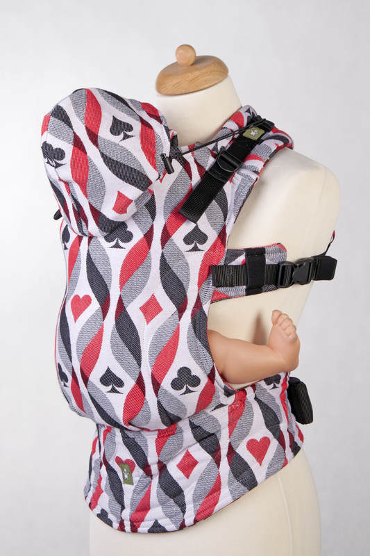 Ergonomic Carrier, Baby Size, jacquard weave 100% cotton - QUEEN OF HEARTS - Second Generation #babywearing