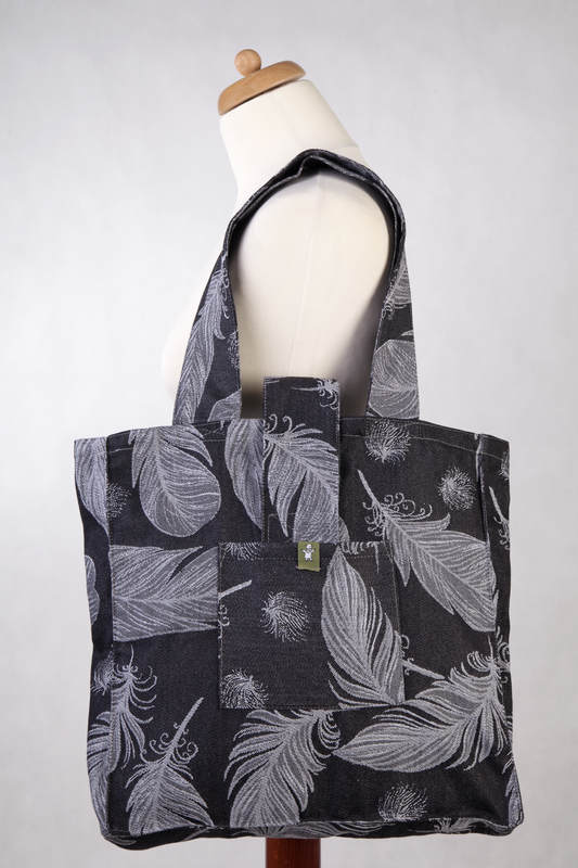 Shoulder bag made of wrap fabric (100% cotton) - FEATHERS BLACK & WHITE - standard size 37cmx37cm #babywearing