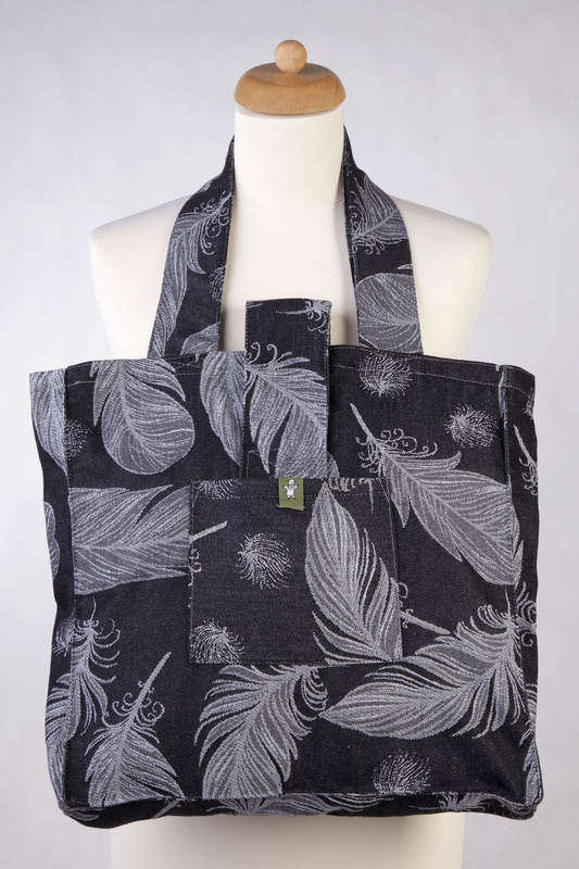 Shoulder bag made of wrap fabric (100% cotton) - FEATHERS BLACK & WHITE - standard size 37cmx37cm #babywearing