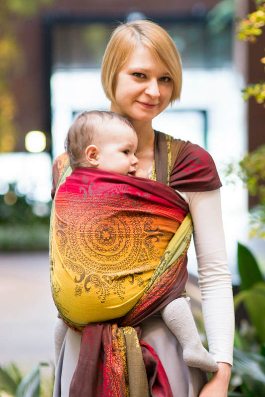 Baby Wrap, Jacquard Weave (100% cotton) - NOBLE INDIAN PEACOCK, size M #babywearing