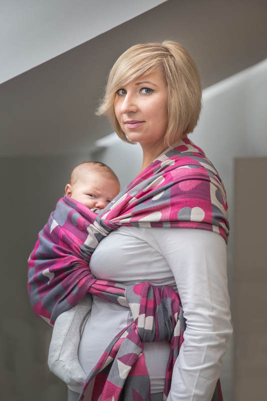 Żakardowa chusta do noszenia dzieci, bawełna - BICIE SERCA - ABIGAIL  - rozmiar XS #babywearing
