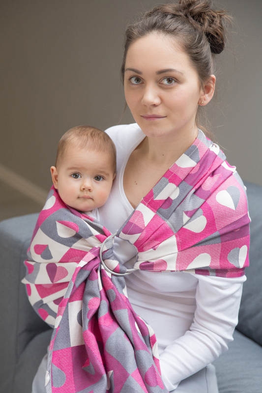 Żakardowa chusta kółkowa do noszenia dzieci, bawełna - BICIE SERCA - ABIGAIL - long 2.1m (drugi gatunek) #babywearing