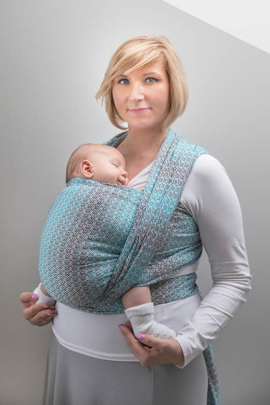 Żakardowa chusta do noszenia dzieci, bawełna - LITTLE LOVE - BRYZA - rozmiar XL #babywearing