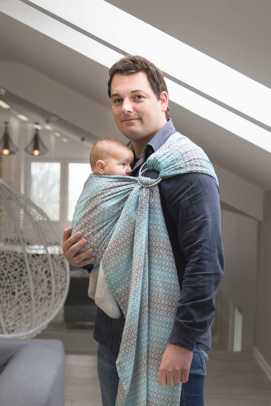 Ringsling, Jacquard Weave (100% cotton) - LITTLE LOVE - BREEZE - long 2.1m #babywearing